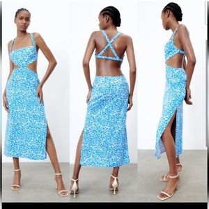 Zara linen floral dress